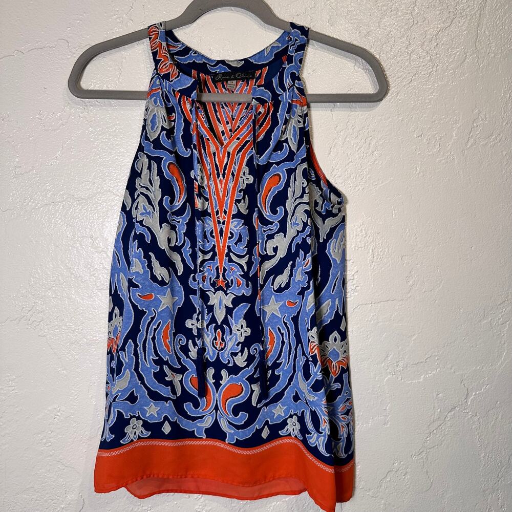 Rose & Olive Size XS Sleeveless Blouse Professional Coastal Long Tunic Tassels